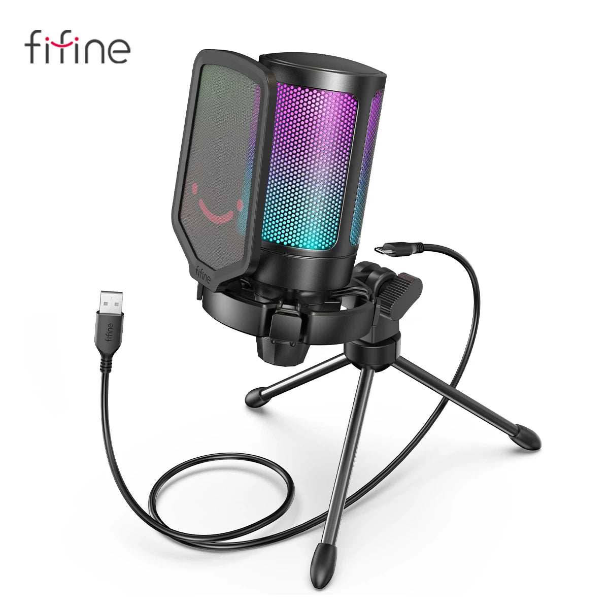 FIFINE Ampligame USB Condenser Microphone for Gaming and Streaming with Pop Filter, Shock Mount, and Gain Control for PC/MAC