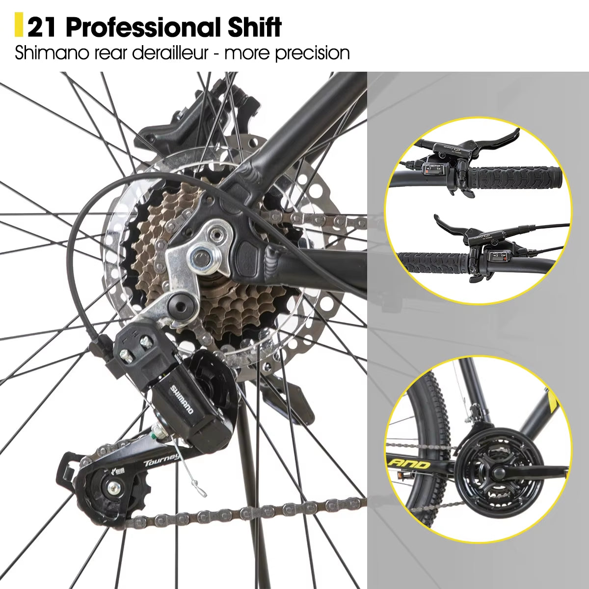 Aluminum Mountain Bike 21 Speeds, Hydraulic Disc-Brakes, Lock-Out Suspension Fork, 27.5 Inch Wheel, Bike for Men Mens
