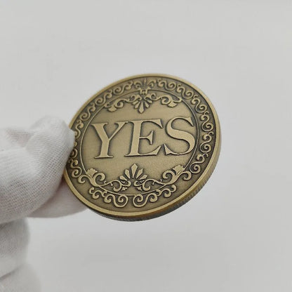1PC Bronze Yes or No Commemorative Coin Souvenir Non-Currency Coins Game Prop Challenge Coins Collection Decoration Crafts