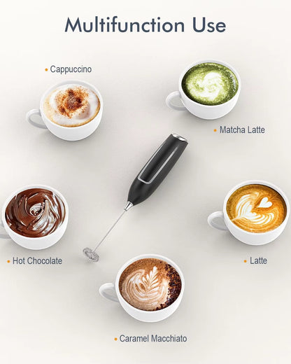 Milk Frother Handheld Electric Foam Maker Frother Wand, Whisk Drink Mixer & Foamer for Coffee Latte Matcha Hot Chocolate
