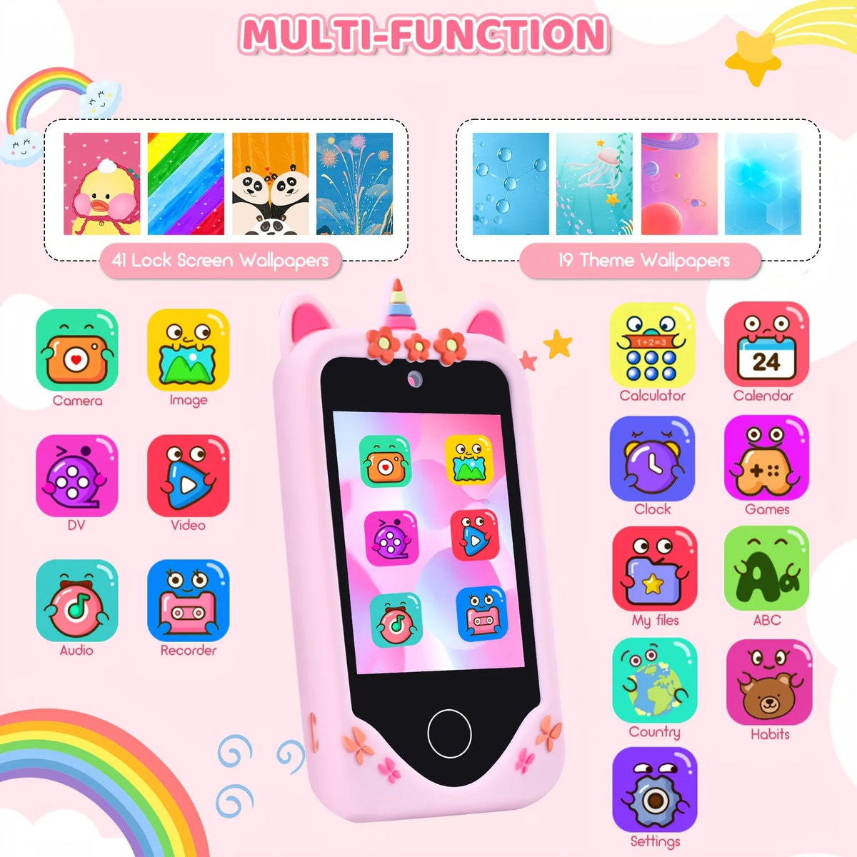 Children's Educational Smartphone Toy with Touchscreen HD Dual Camera and 32GB SD Card - Ideal Travel Companion and Birthday Gift