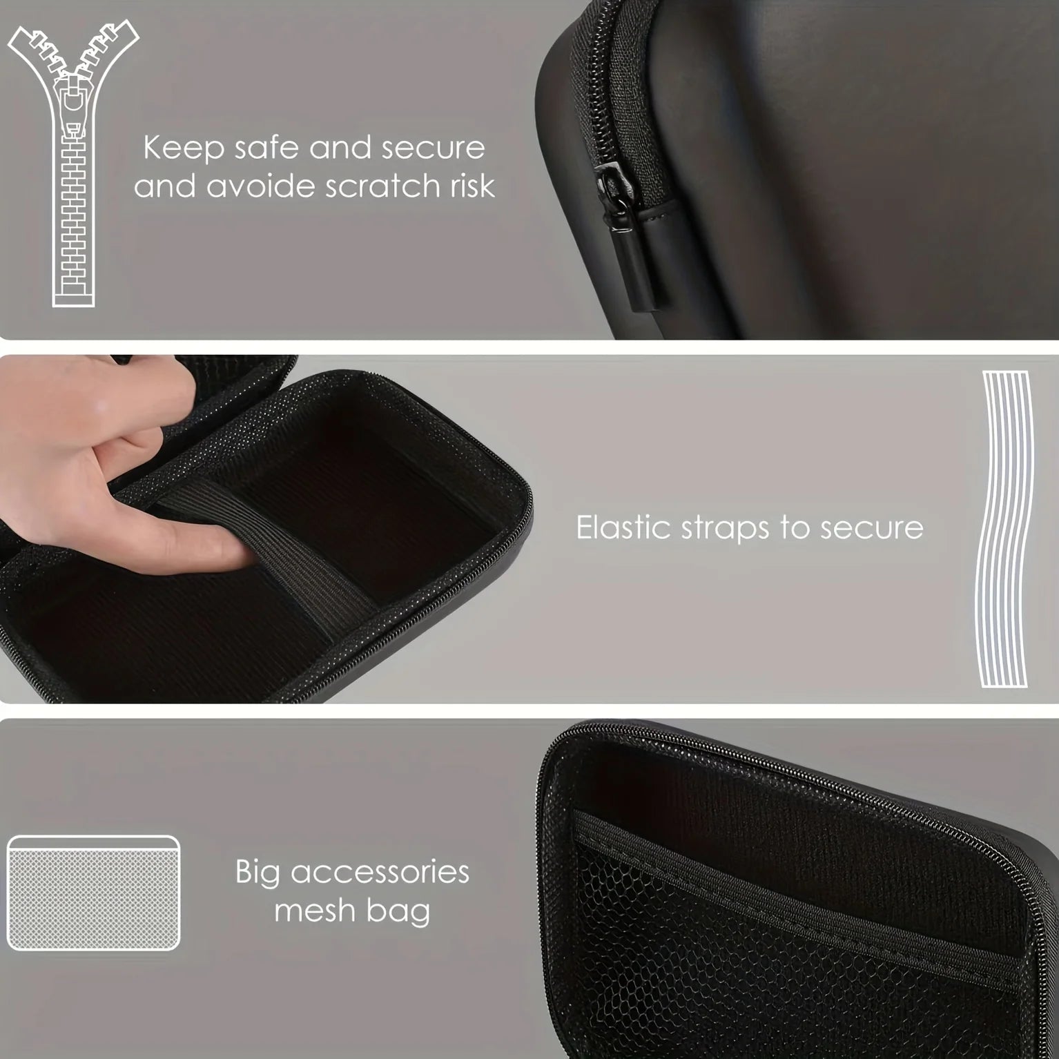 Handheld Game Console Carrying Case, Protective Travel Retro Mini Player Box for Charging Cable, Earpods, Batteries