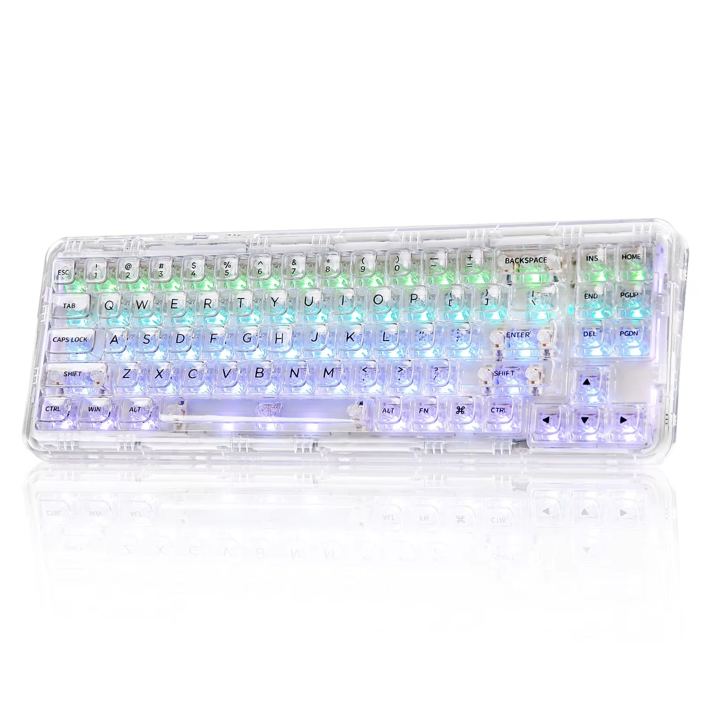 X71 68% Layout Wireless BT/2.4G/USB-C Gasket Hot-Swap Transparent RGB Mechanical Gaming Keyboard with Clear Keycaps