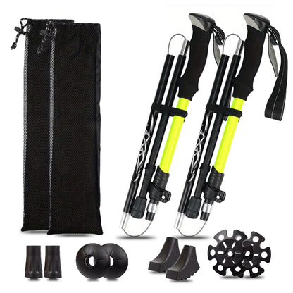 Ultralight Aluminum Alloy 5-Section Folding Trekking Pole for Hiking, Mountaineering, and Walking - Sturdy and Durable Design