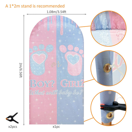6.56Ft Gender Revealing Background Cloth Boy Girl Birthday Party Baby Shower Party Background Decoration（Without Stand）