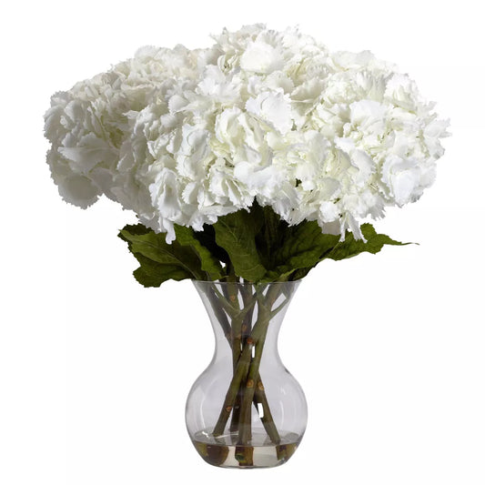 23" x 21" Artificial Hydrangea Floral Arrangement in Vase 