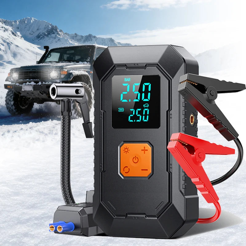 Portable Multi-Function Car Jump Starter and Air Compressor with Power Bank