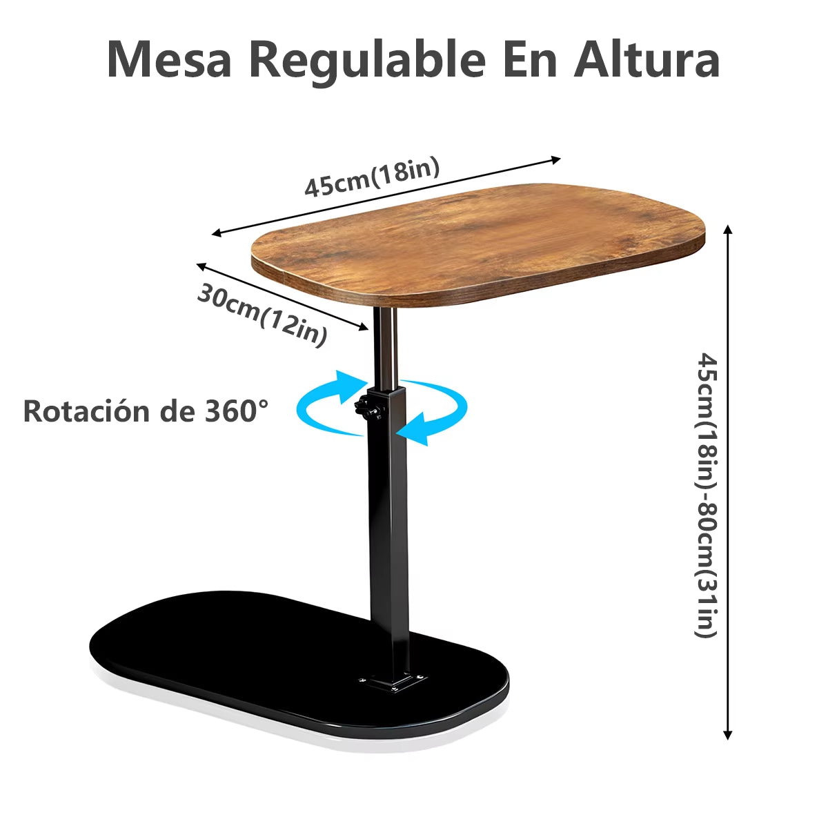C Shaped Living Room Side Table Sofa Side Cabinet Mobile Coffee Table Simple Small Square Table Bedroom Bedside Table with Wheel