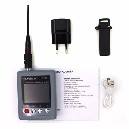 Anysecu SF103 2Mhz-200Mhz / 27Mhz -2800Mhz Portable Frequency Counter CTCCSS/DCS Testable, DMR Digital Signal Meter SF-103