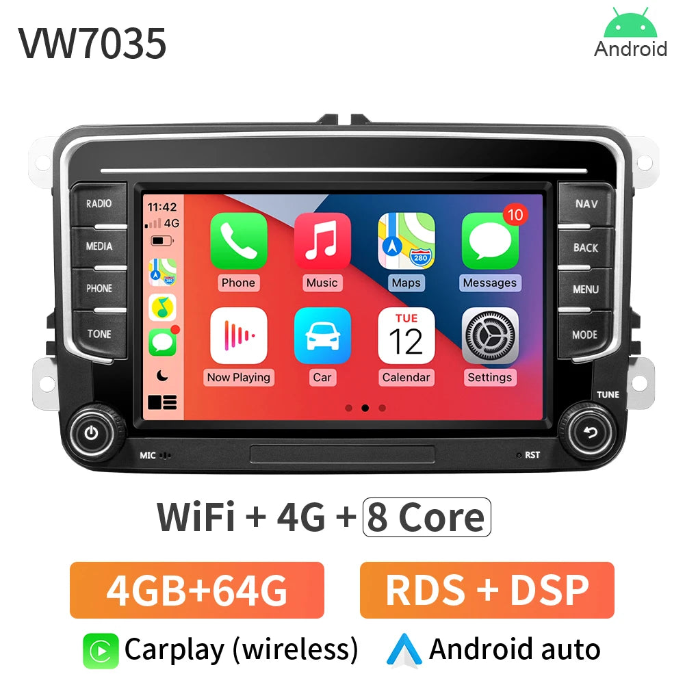 2Din Android 13 Car Radio GPS for VW / Volkswagen Skoda Octavia Golf 5 6 Touran Passat B6 Polo Jetta 2Din Radio Player