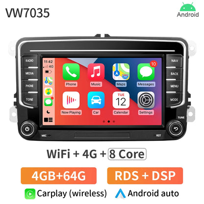 2Din Android 13 Car Radio GPS for VW / Volkswagen Skoda Octavia Golf 5 6 Touran Passat B6 Polo Jetta 2Din Radio Player