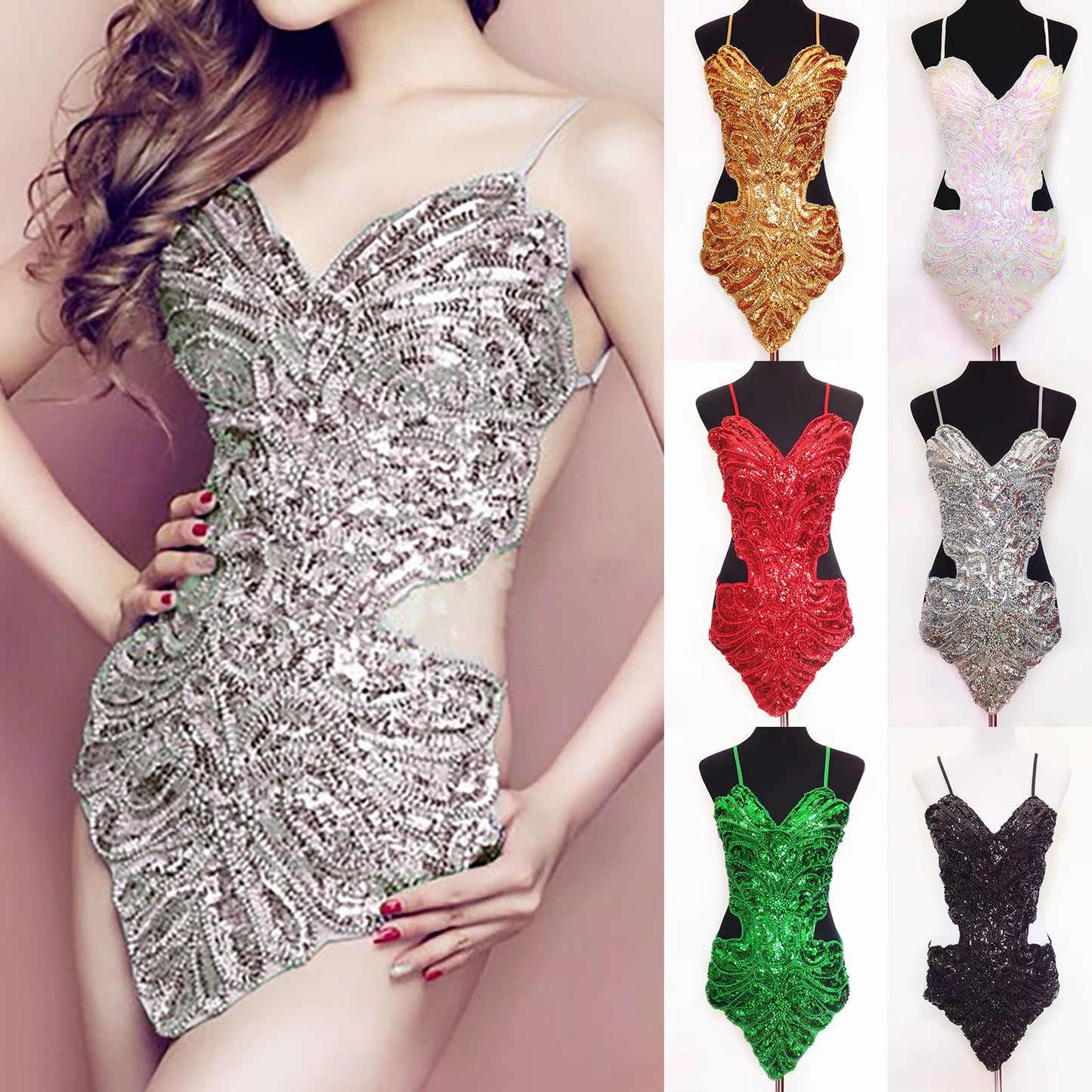 All Sequins Dance Costume Flashy Hip Wrap Performance Wear Women Dress Striped Midi Dress Sexy Dresses for Women Party Casual