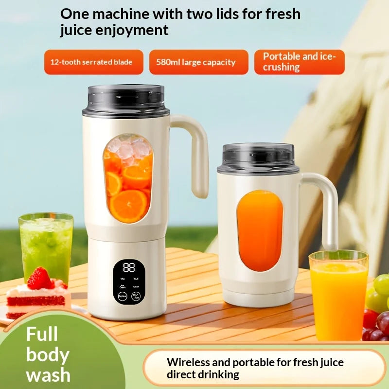 Portable 580ML Juice Maker and Blender with 8 Blades - Durable 2-in-1 Extractor for Smoothies and Shakes
