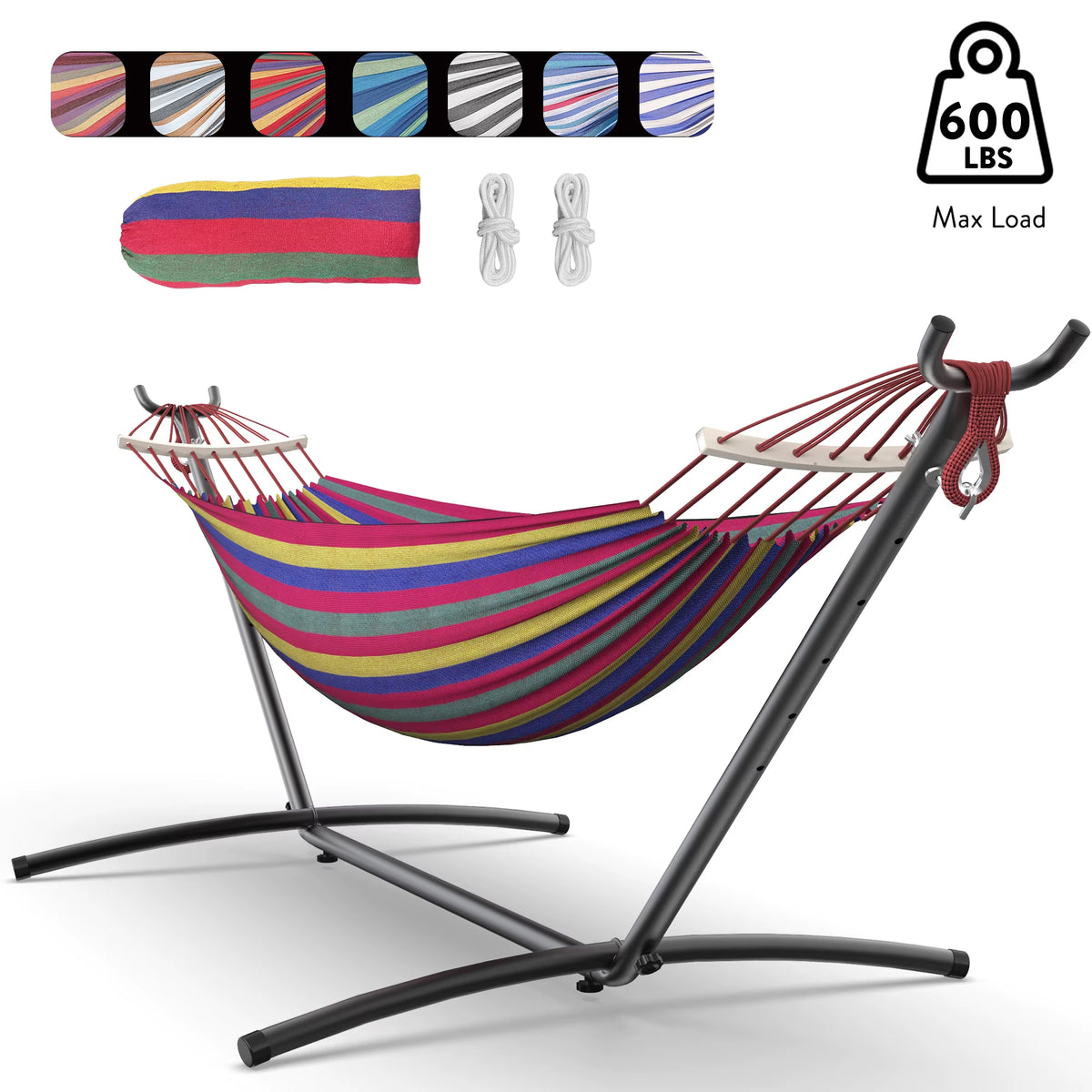 Gyroor Adjustable Hammock Stand - 600 lb Capacity Stylish Hammock Bed with Storage Bag for Outdoor Relaxation