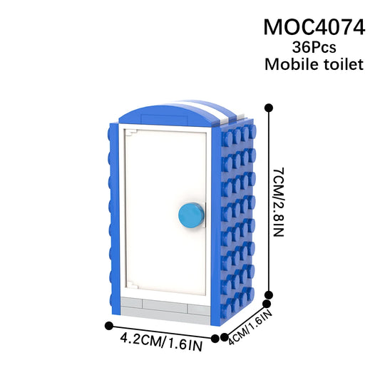 MOC4074 City Series 36Pcs MOC Scenes Portable Toilet Street View Decoration DIY Building Blocks Education Kids Toys for Children
