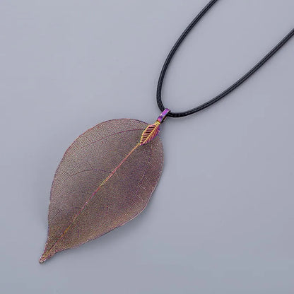 Unique Natural Real Leaf Choker Pendant Necklace for Women True Leaves Shape Filigree Vintage Necklace Jewelry Gift