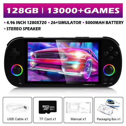 128G 256G  Smart Pro Handheld Game Console 4.96''IPS Screen Linux System Joystick RGB Lighting Retro Video Game Player NEW