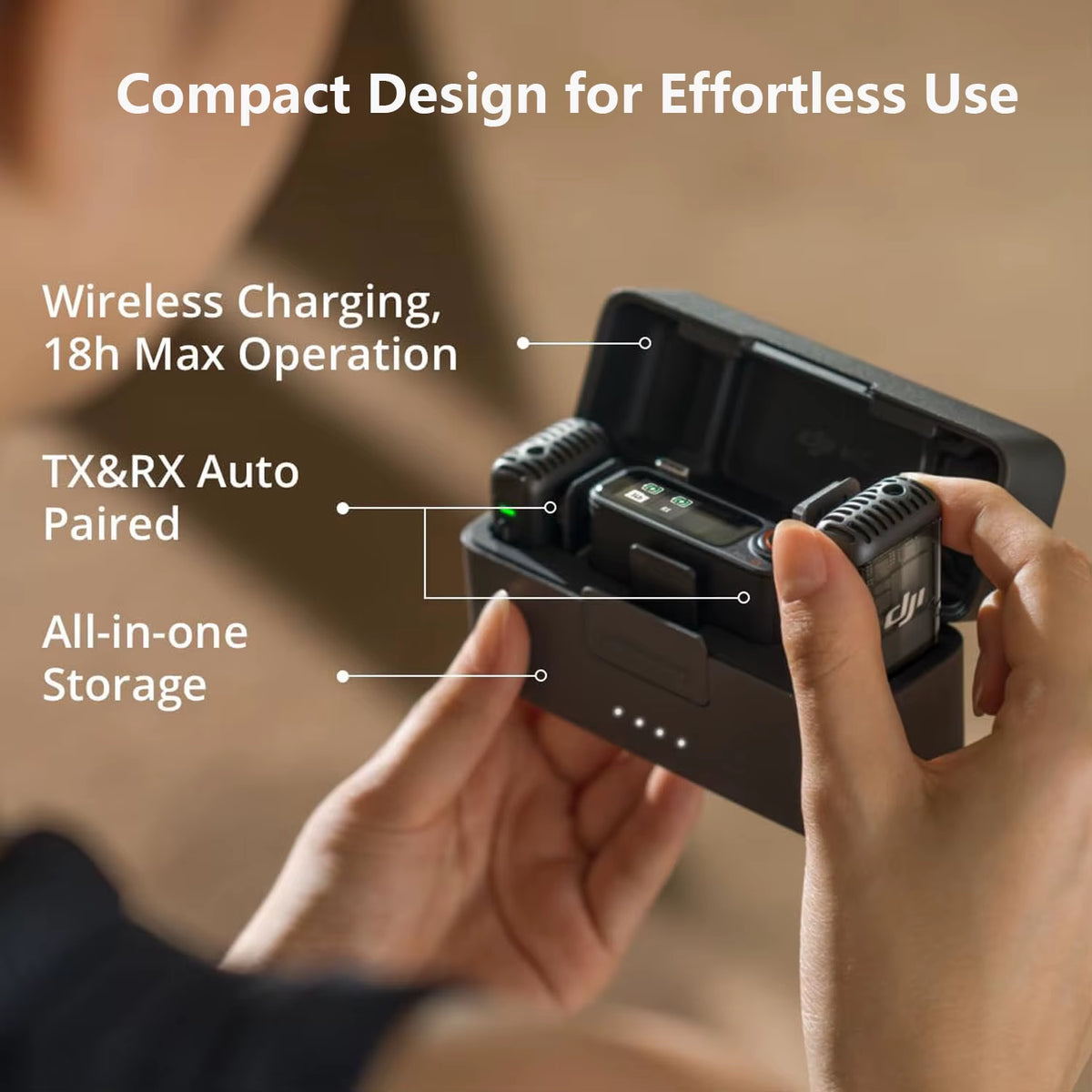 DJI Mic 2 Wireless Microphone System (2 Transmitters + 1 Receiver + Charging Case) with Intelligent Noise Cancellation, 32-Bit Float Internal Recording, and 250M Range for iPhone, Android, and Camera