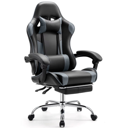 JHK Ergonomic Racing Gaming Chair with Adjustable Swivel, PU Leather, Headrest, and Lumbar Support for Office and Living Room Use