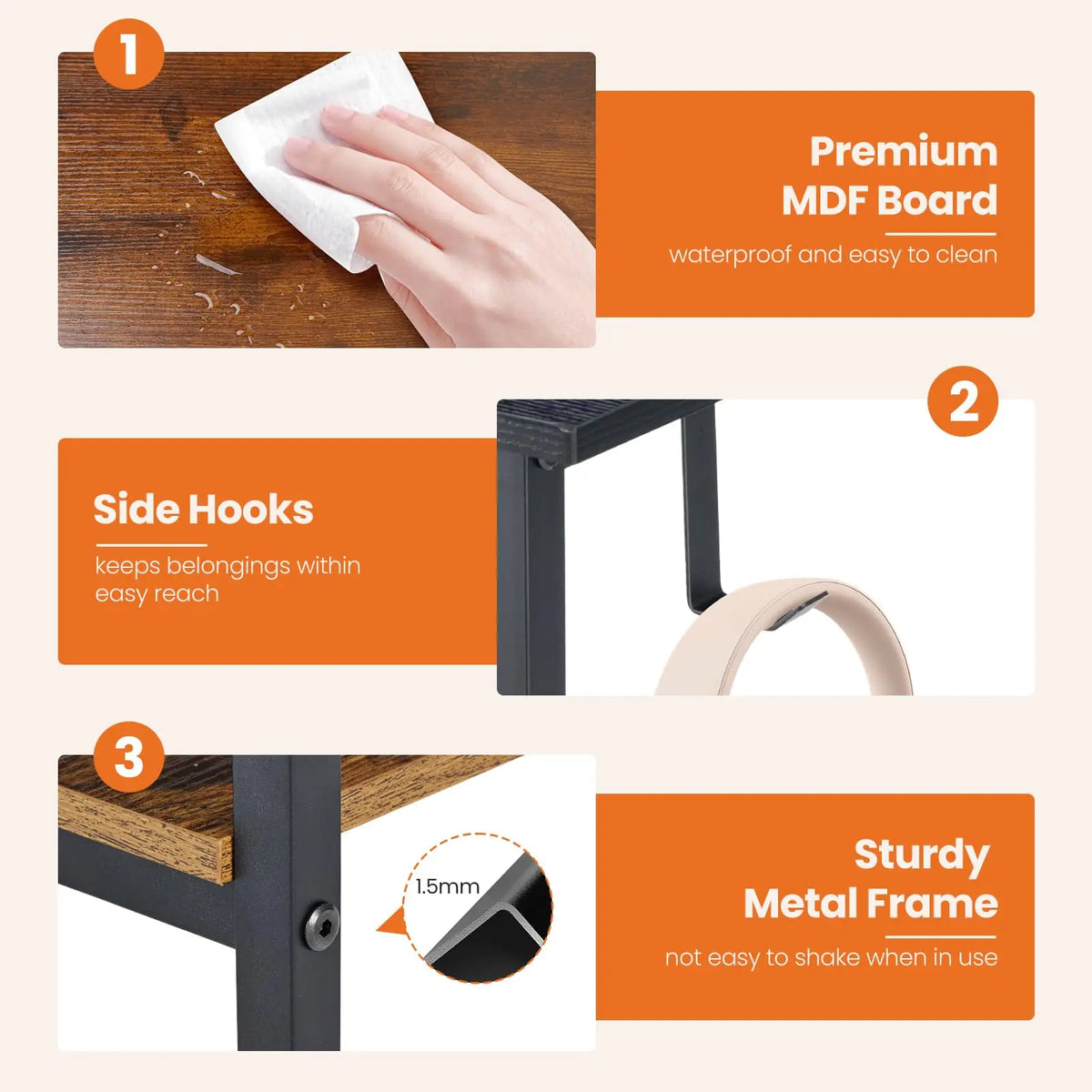 JHK 47-Inch Modern Computer Desk with Adjustable Position Drawers and Dual Storage for Office, Study, and Gaming