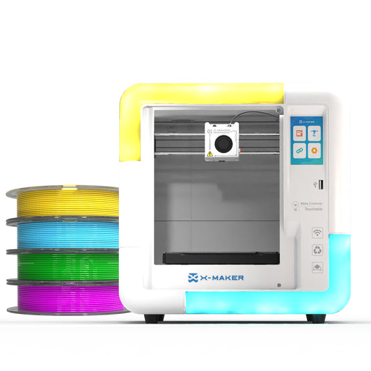  X-MAKER Children'S 3D Printer High Precision 0.1/0.05Mm Ultra Silent Wireless Smart One-Press Printing Wifi USB Safe Enclosed Design with 4Er/8Er Colorful PLA Filament Set