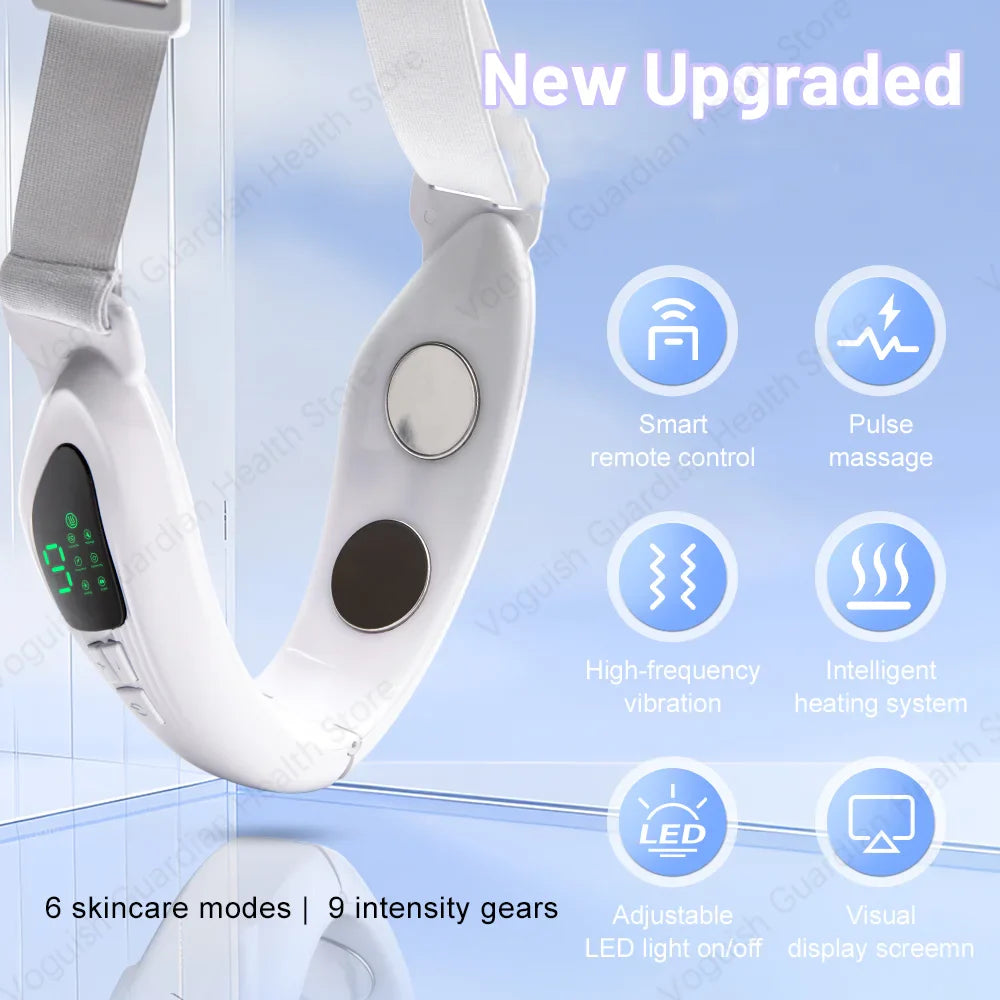 4 in 1 Massager for Face, Facial Sculpting Device for Double Chin, Reduces Sagging Skin, Remote Control Operation with 5 Modes, 15 Adjustable Intensities. (White)