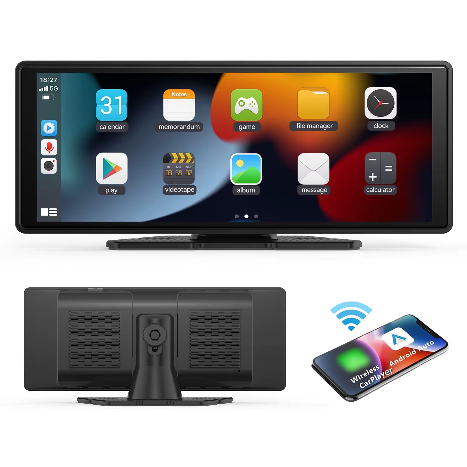 7 Inch Touch Screen Radio for Car Supporting Carplay & Android Auto，Portable Wireless Carplay Screen for Car,Car Audio Receiver