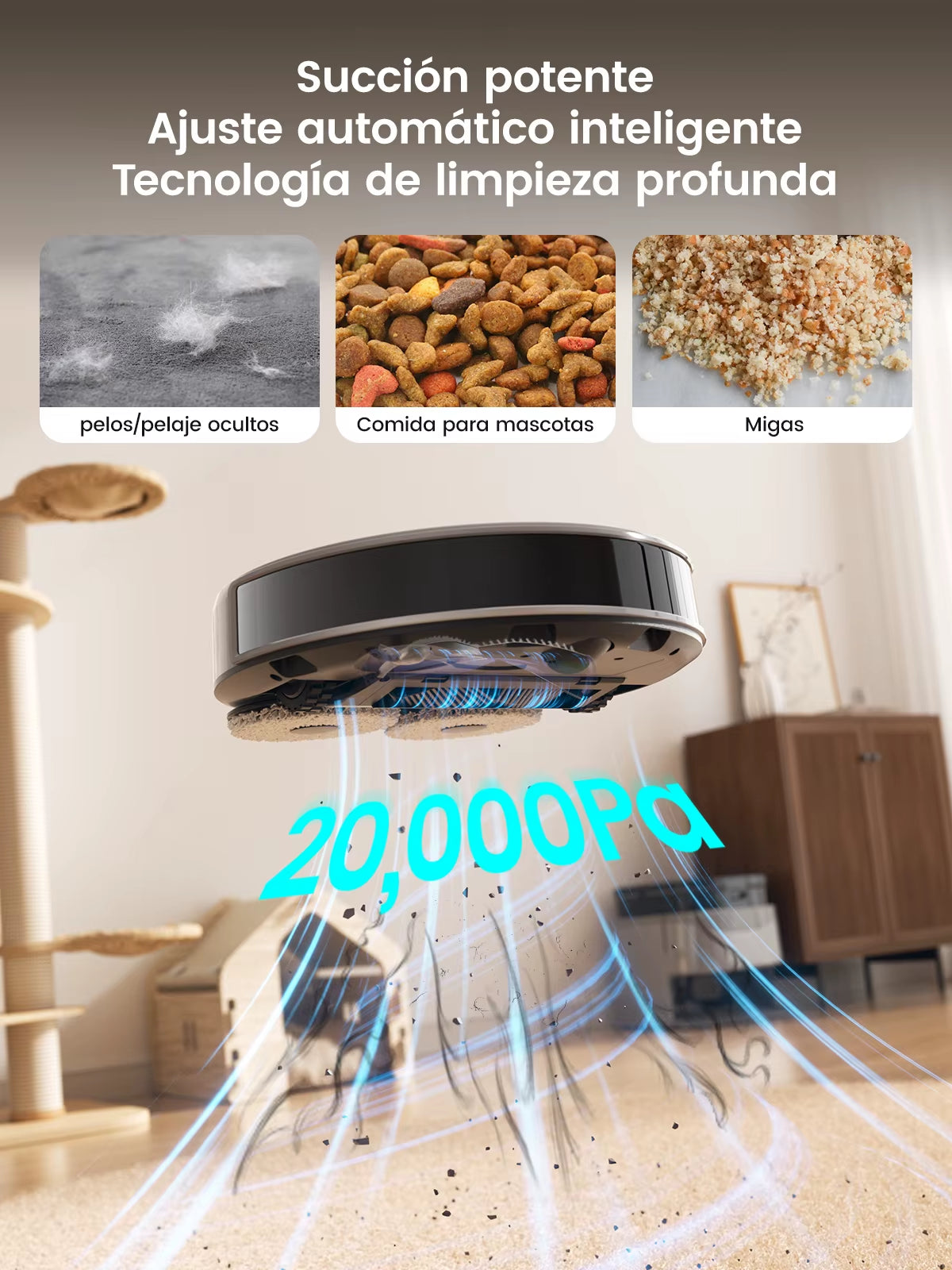 M3 Max Robot Vacuum, Robot Vacuum and Mop, 20000Pa Suction, Anti-Tangle Brushes, Dual Spinning Mop, Auto Mop Washing
