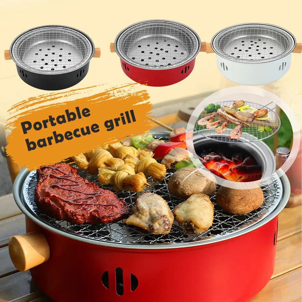 Steel Barbecue Grill Korean Charcoal Stove Split BBQ Stove round Non-Stick Barbecue Rack for Outdoor Camping