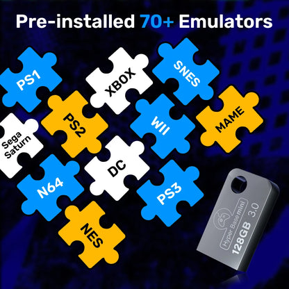 Game USB 3.0 Disk with 43000+ Games for WIN Pc/Steamdeck/Win600/Legion Go Pre-Loaded 70+ Emulators for Xbox/Ps3/Ps2/Ps1/Mame/Ss