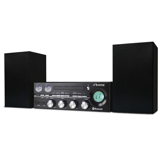 Victor Milwaukee 50W Desktop CD Stereo System W Bluetooth, CD Player & FM Radio