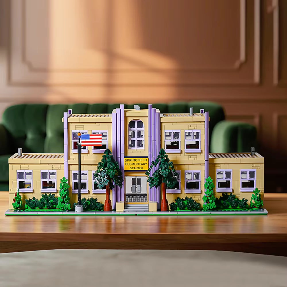3500PCS Springfield Elementary School Building Blocks Idea Anime Street View Modular Architecture Brick Model Toy Christmas Gift