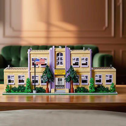3500PCS Springfield Elementary School Building Blocks Idea Anime Street View Modular Architecture Brick Model Toy Christmas Gift
