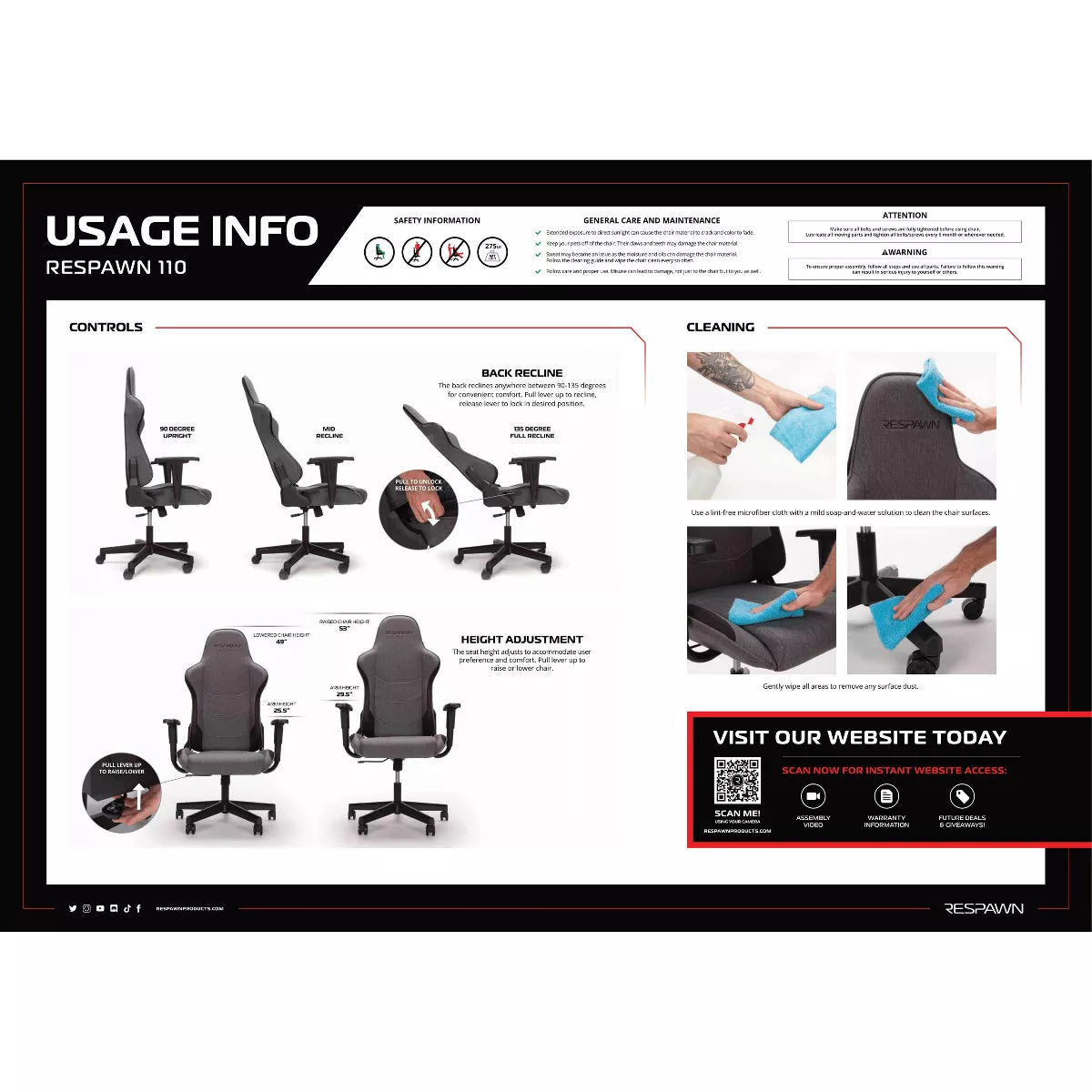 110 Ergonomic Gaming Chair - Blue