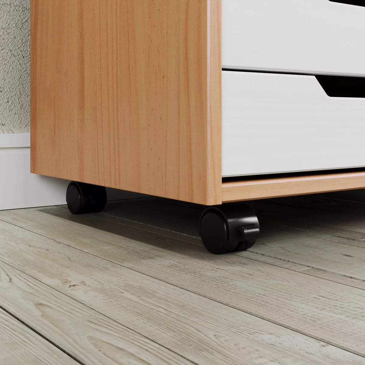 6 Door Drawer Roll Cart White and Natural Wood
