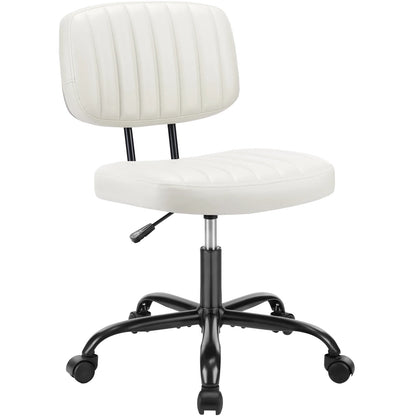 Ergonomic Armless PU Leather Office Chair with Swivel and Height Adjustment for Home and Gaming Use