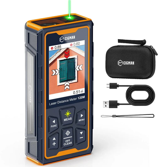  Laser Distance Measure 120M 393Ft Digital Pointfinder 4X Zoom P2P Technology IP68 Waterproof Bluetooth Wireless Charging 2.4" IPS Display