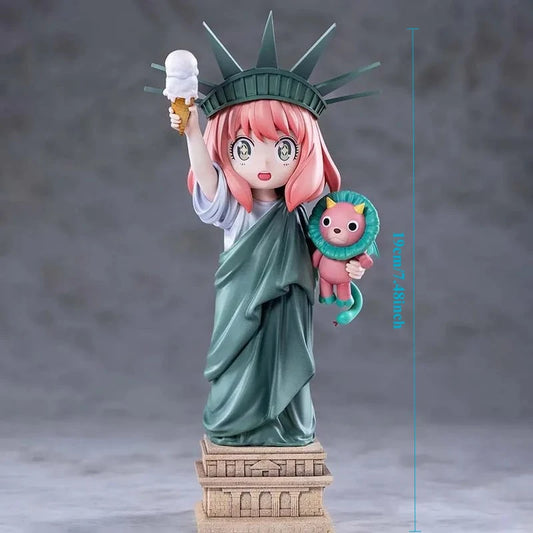19Cm Spy×Family Anya Forger Statue of Liberty Anime Girl Action Figure Model Statue Collection Desktop Decoration Ornament Toys