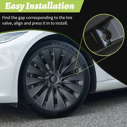 4-Piece Wheel Cap Set for Tesla Model Y (2020-2024) 19-Inch Hubcap Replacement Accessories