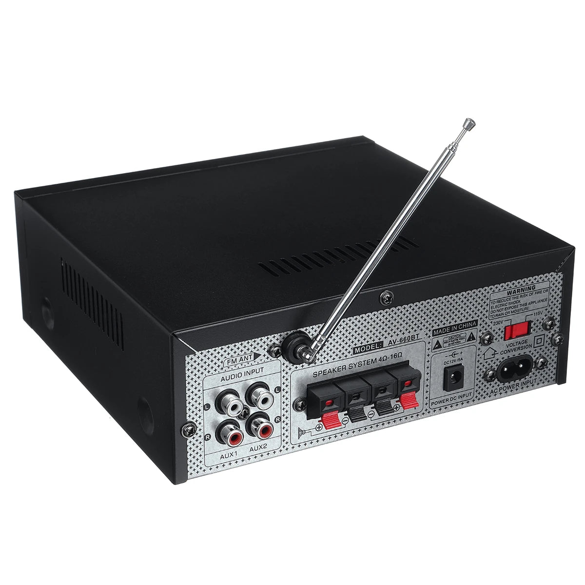 Sunbuck AV-660BT 2000W Bluetooth 5.0 Audio Power Amplifier EQ Stereo AMP Car Home 2CH AUX USB FM Radio