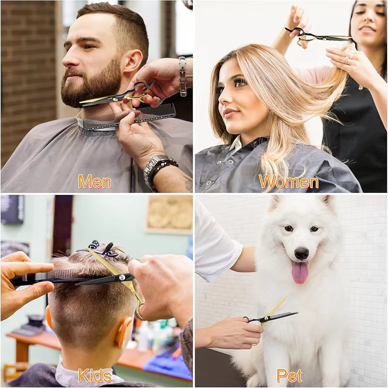 12Pcs Hair Scissor Professional Set,Stainless Steel Barber Supplies, Thinning Shears Included,Hair Supplies ,Barber Supplies