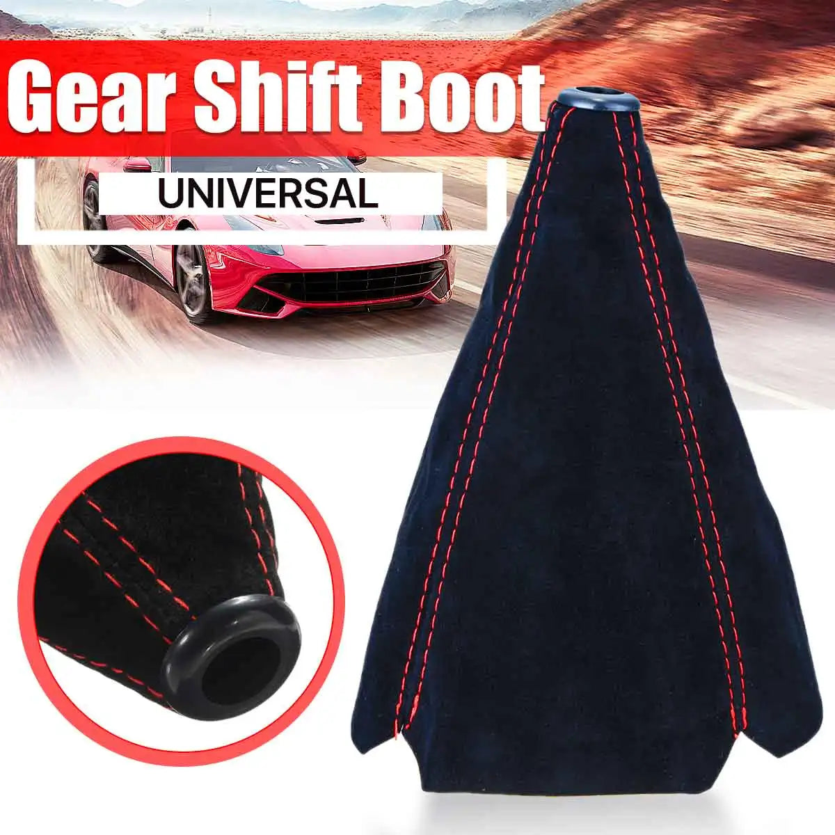 Universal Suede Leather Gear Shift Collar and Boot Cover for Manual Transmission Vehicles