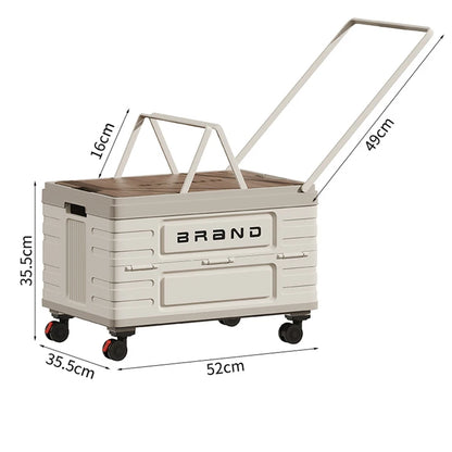 360° Rotating Foldable Storage Cart - Durable Mobile Organizer with 4 Silent Wheels for Versatile Camping Use