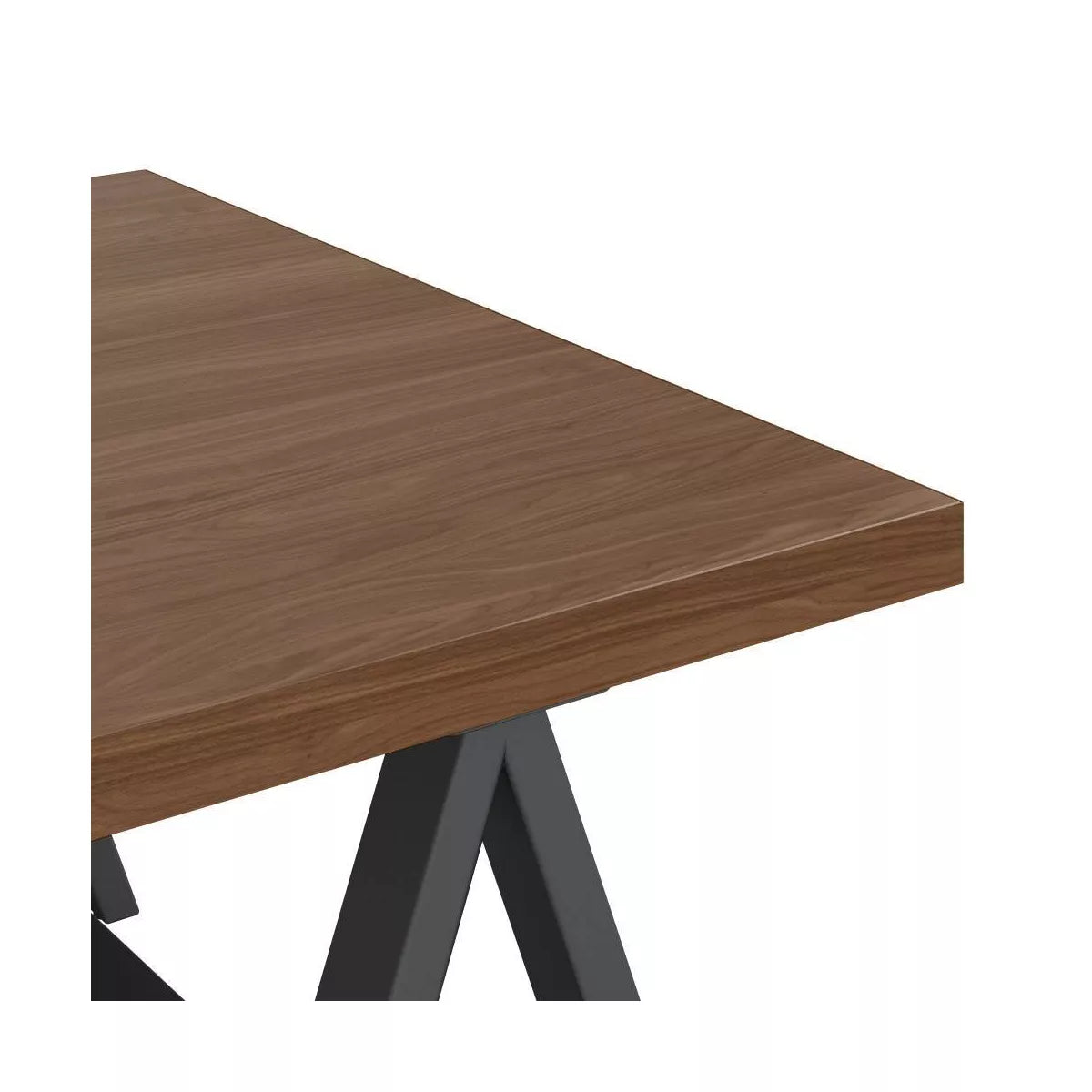 Hawkins Metal/Wood Coffee Table Walnut - Veneer & Metal Pedestal Base, Spot Clean