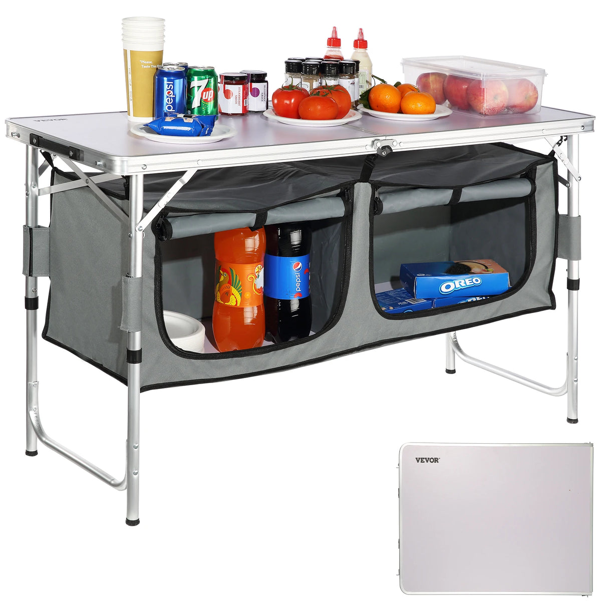 Aluminum Folding Picnic Table with Adjustable Height and Storage Bag for Outdoor Use