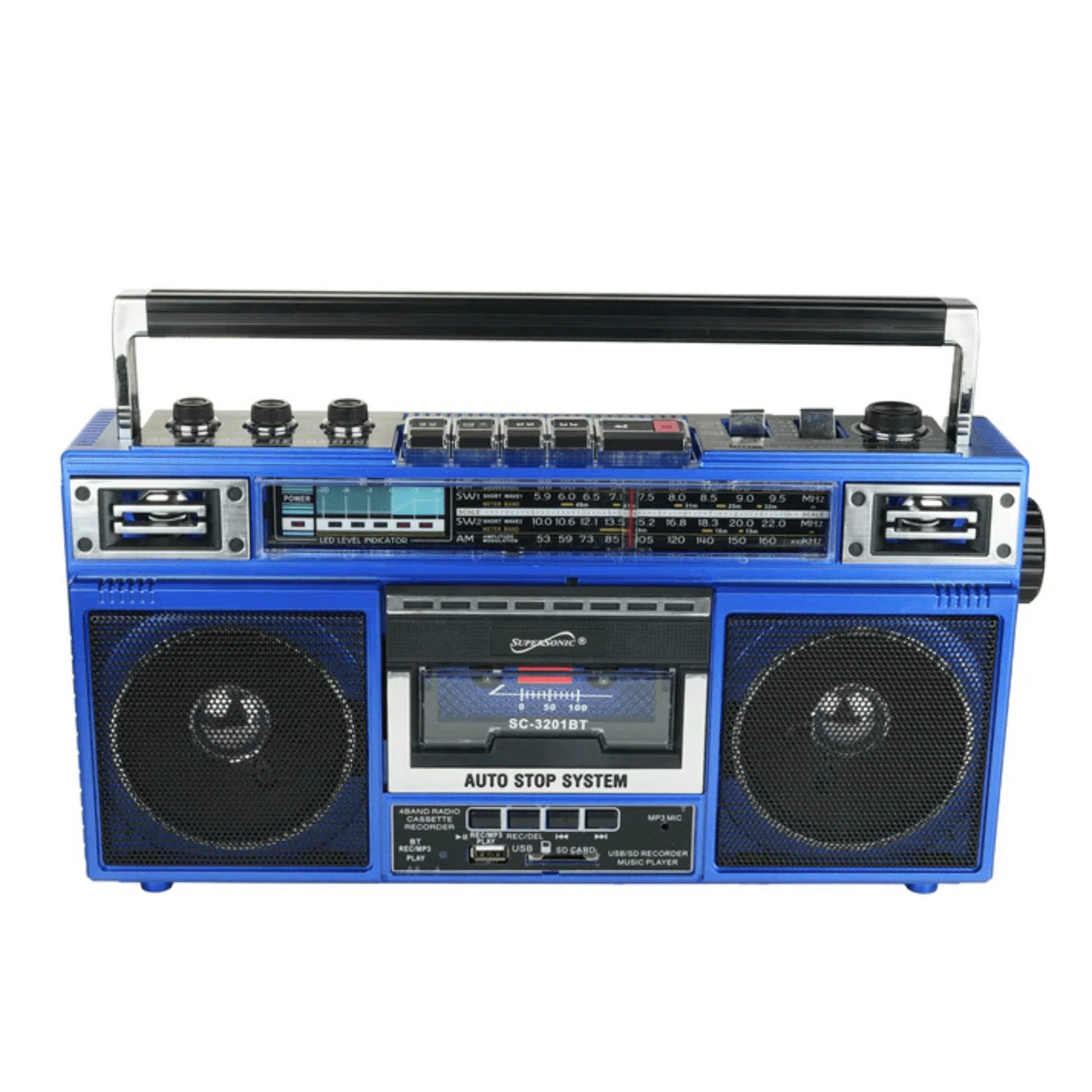 Supersonic 4 Band Bluetooth Radio & Cassette Player + Cassette to Mp3 Converter
