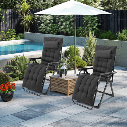 JHK Portable Zero Gravity Recliner Lounge Chair with Cup Holder Trays and Removable Cushion for Outdoor Use