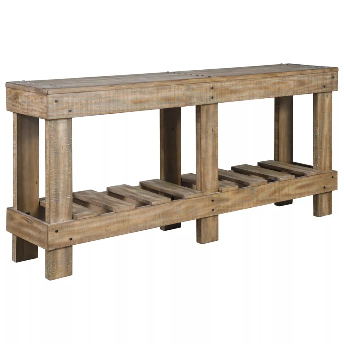 Susandeer Sofa and Console Table Brown - Modern Entryway, Open Shelf Storage