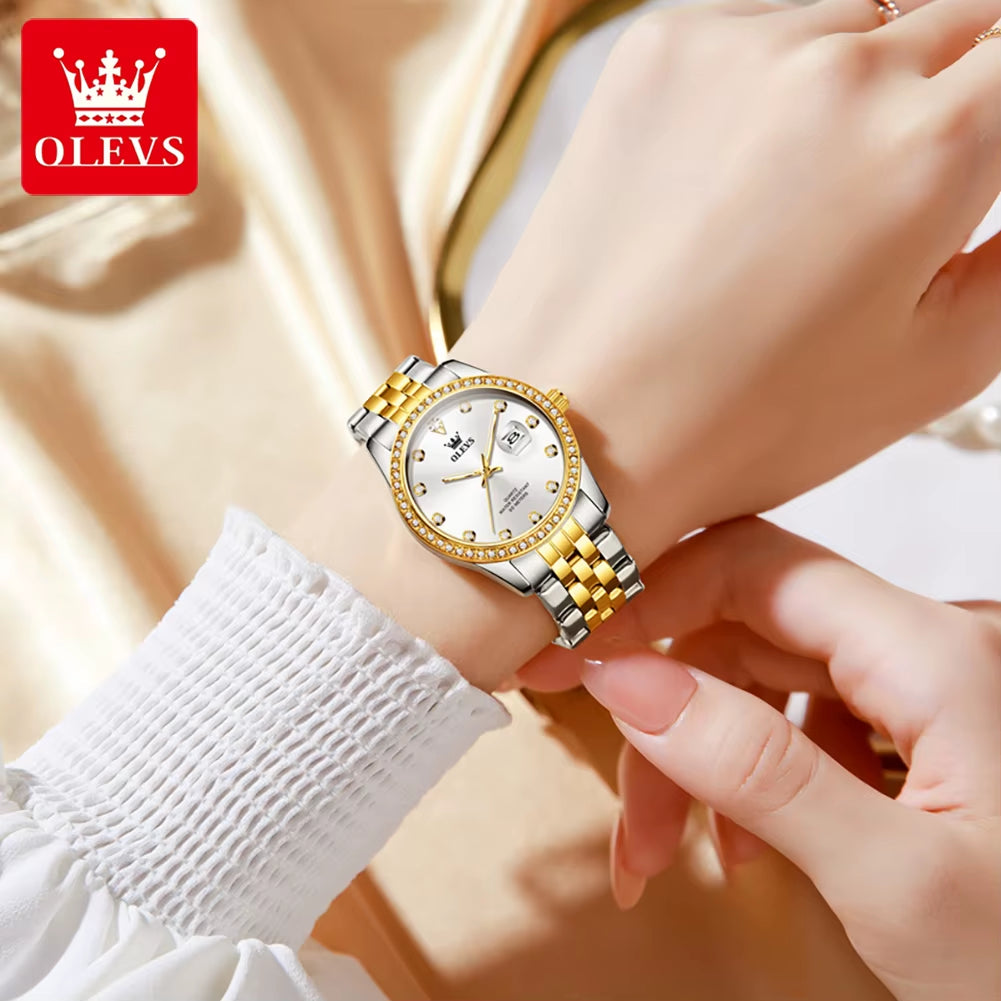 Top Brand Women'S Watches Elegant Simple Original Quartz Watch for Man Diamond Dial Waterproof Luminous Date Wristwatch