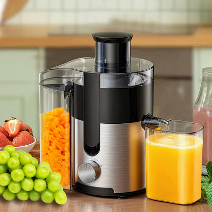 Professional High-Speed Juicer with 3-Inch Wide Mouth, Metal Body, 3-Speed Settings, Easy Cleaning, Detachable Design, High Juice Yield, and Adjustable Spout for Efficient Fruit and Vegetable Juicing